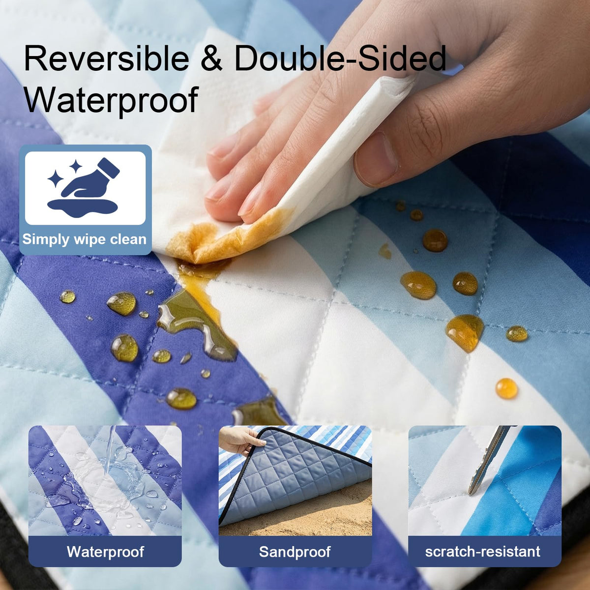 Jactum blanket surface showing easy wipe-clean maintenance after a spill.