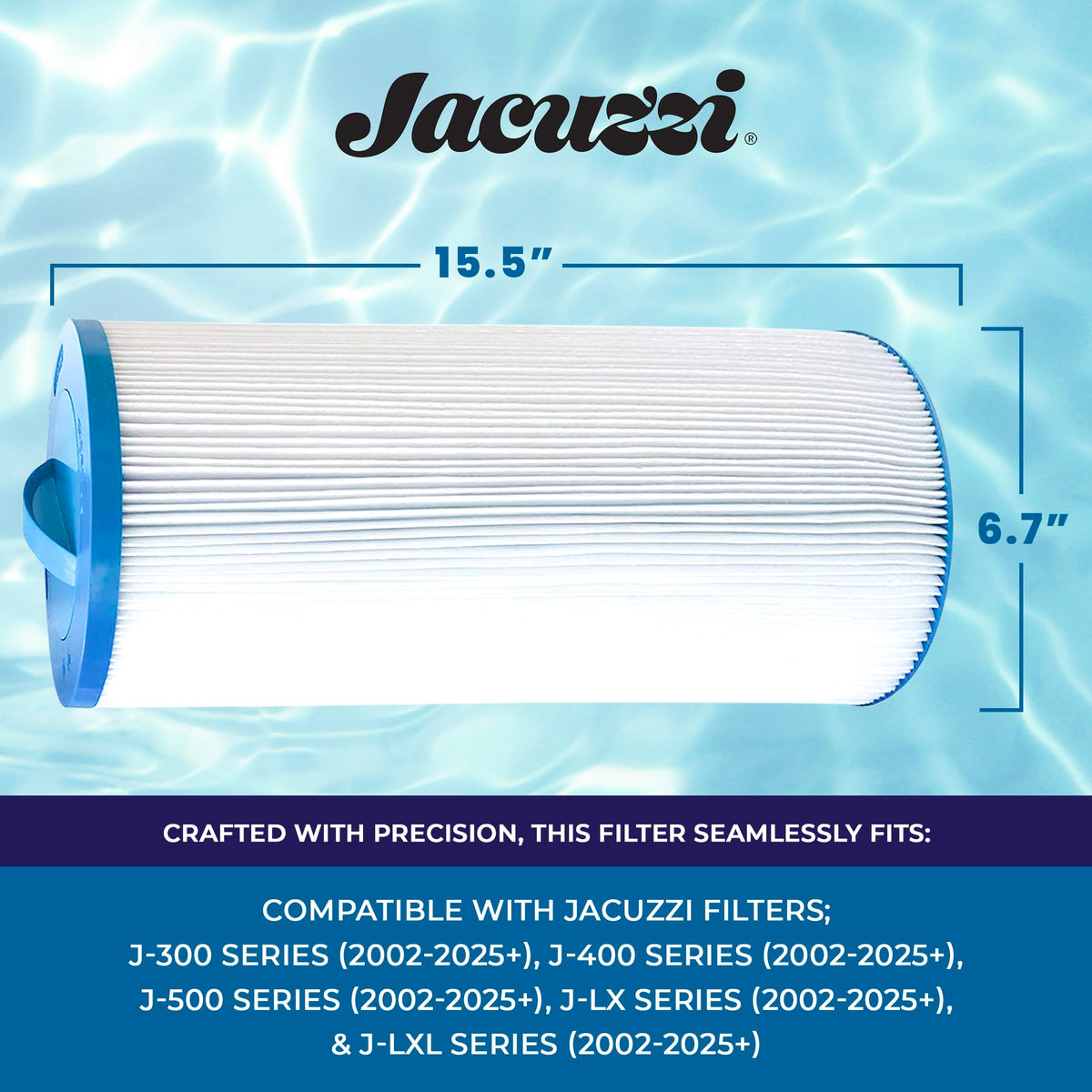Jacuzzi ProClear II filter with twist-off cap for easy replacement.
