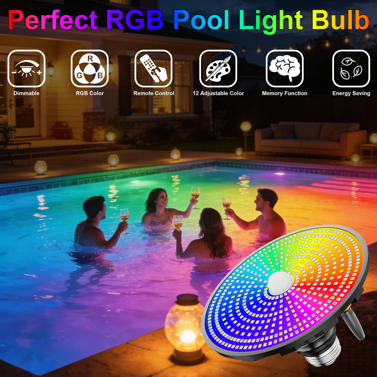 Jadisi pool light brightness control highlights customizable mood for parties