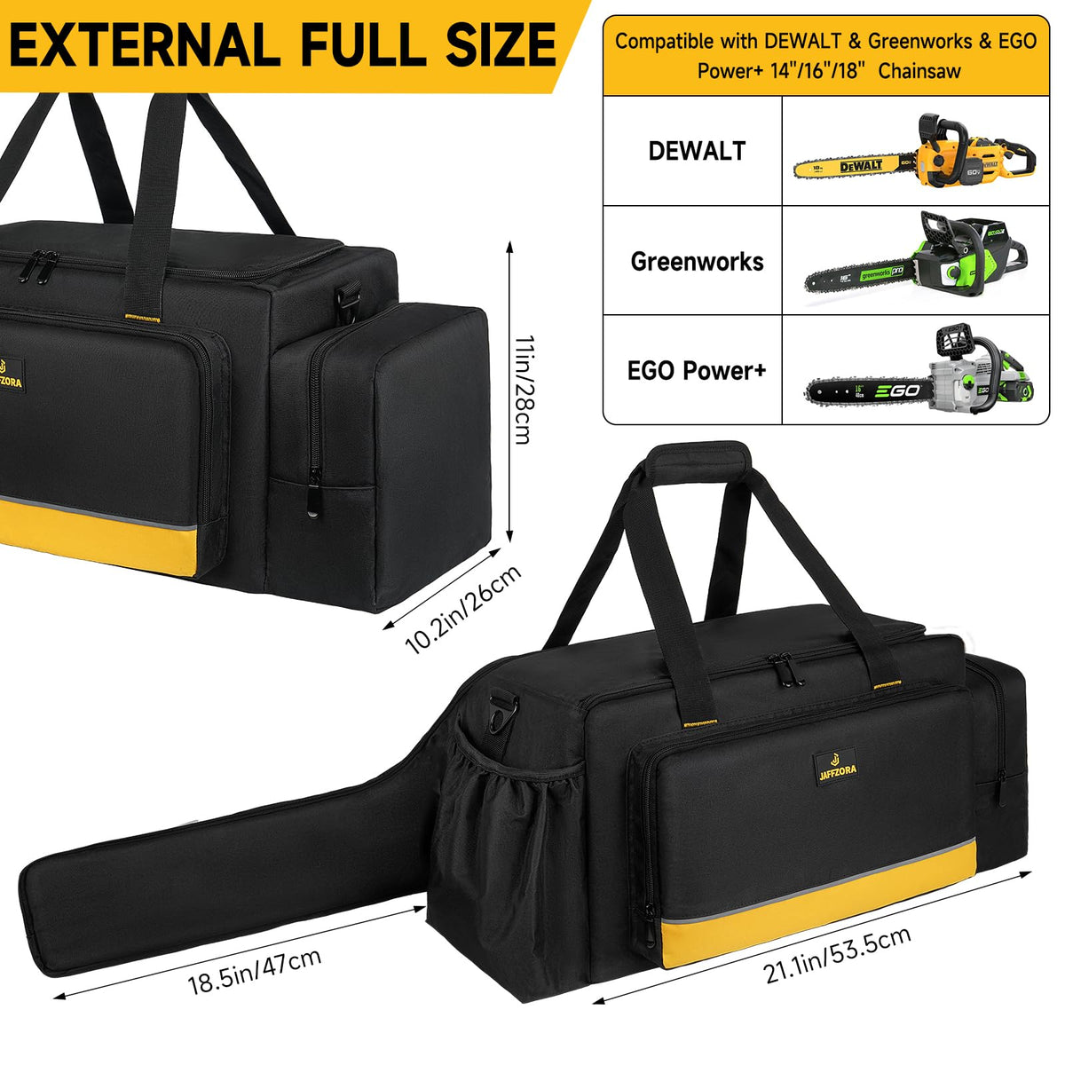 Jaffzora chainsaw case waterproof material protects gear