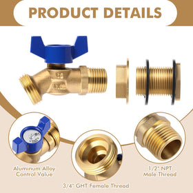 JaGely brass bulkhead fittings with spigot, back view.