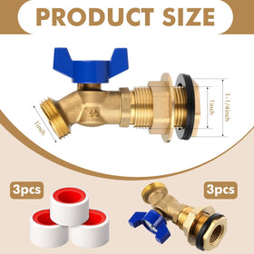 JaGely brass spigot with bulkhead fittings, side view, easy DIY installation for water tanks.