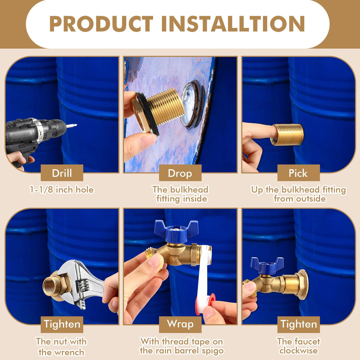 JaGely installation-ready spigot, back view, guides accurate drilling.