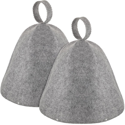 JaGely sauna hat gray front view demonstrates heat protection in spa sessions