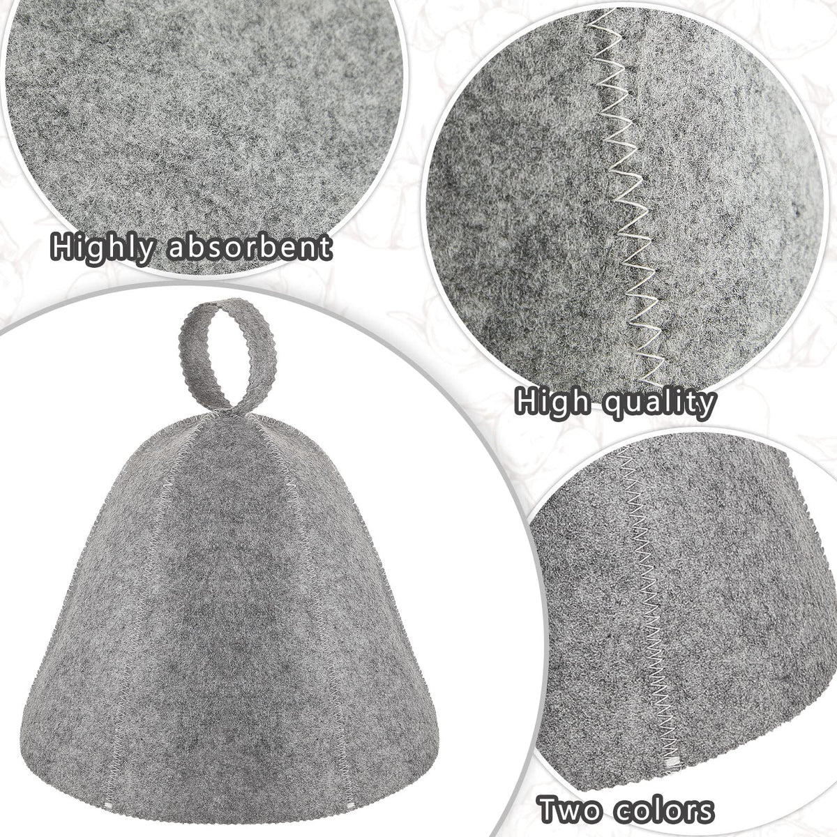 JaGely sauna hat gray material closeup highlights wool insulation quality
