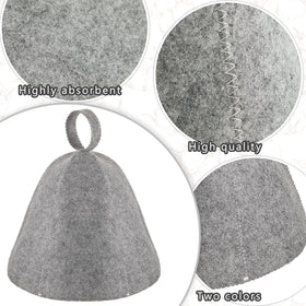 JaGely sauna hat gray material closeup highlights wool insulation quality