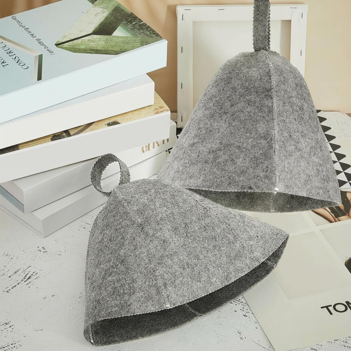 JaGely sauna hat gray size information notes 70 cm circumference