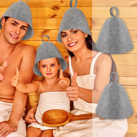 JaGely sauna hat gray worn on head illustrates comfortable fit for all