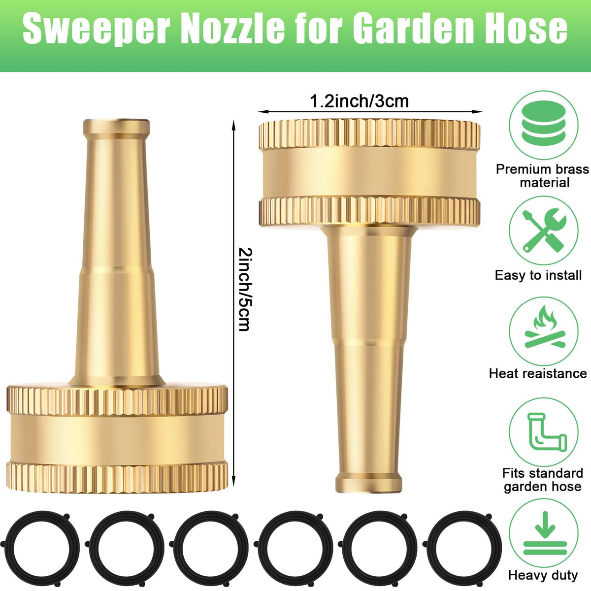 JaGely solid brass garden hose nozzle delivers durability and rust resistance for long use.
