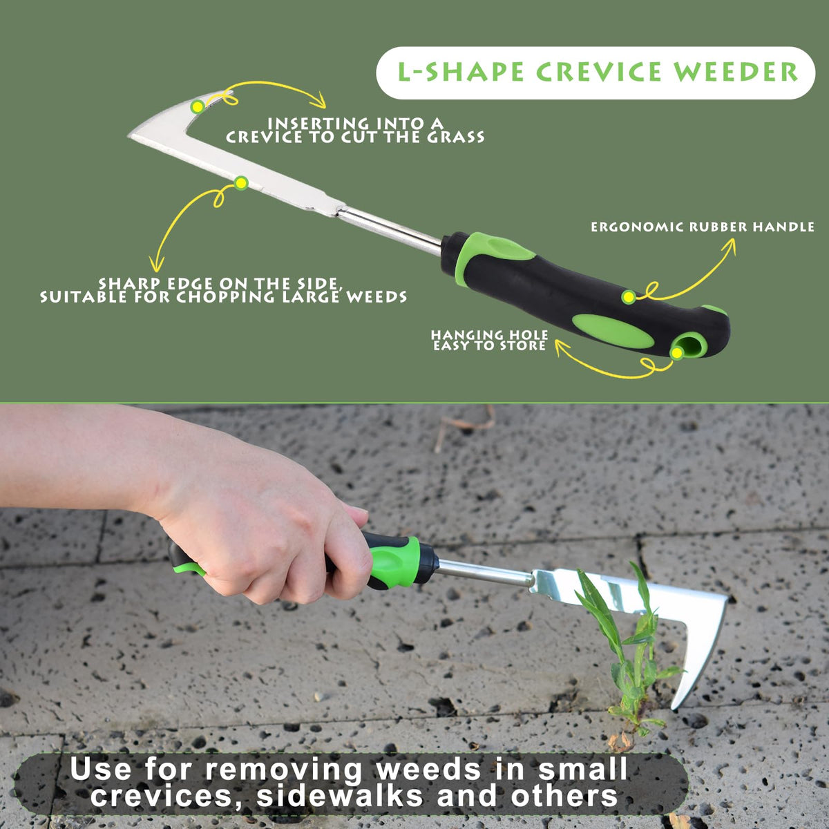 Jahenway ergonomic rubber-handle weeder provides comfortable extended use.