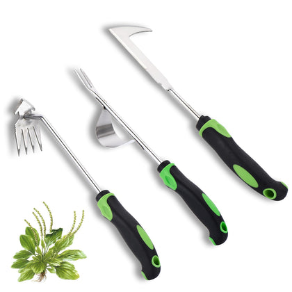 Jahenway weed puller tool set removes weeds from cracks in pavements.