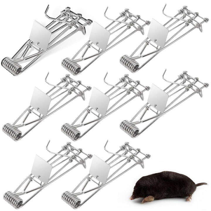 Jahy2Tech 8-pack mole trap set for yard control and quick deployment