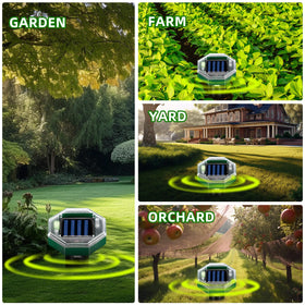 Jahy2Tech eight-pack installation in a yard demonstrates broad coverage.
