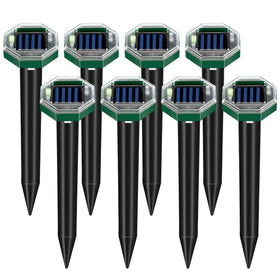 Jahy2Tech mole repellent solar stake sideview protects lawns from burrowing pests.