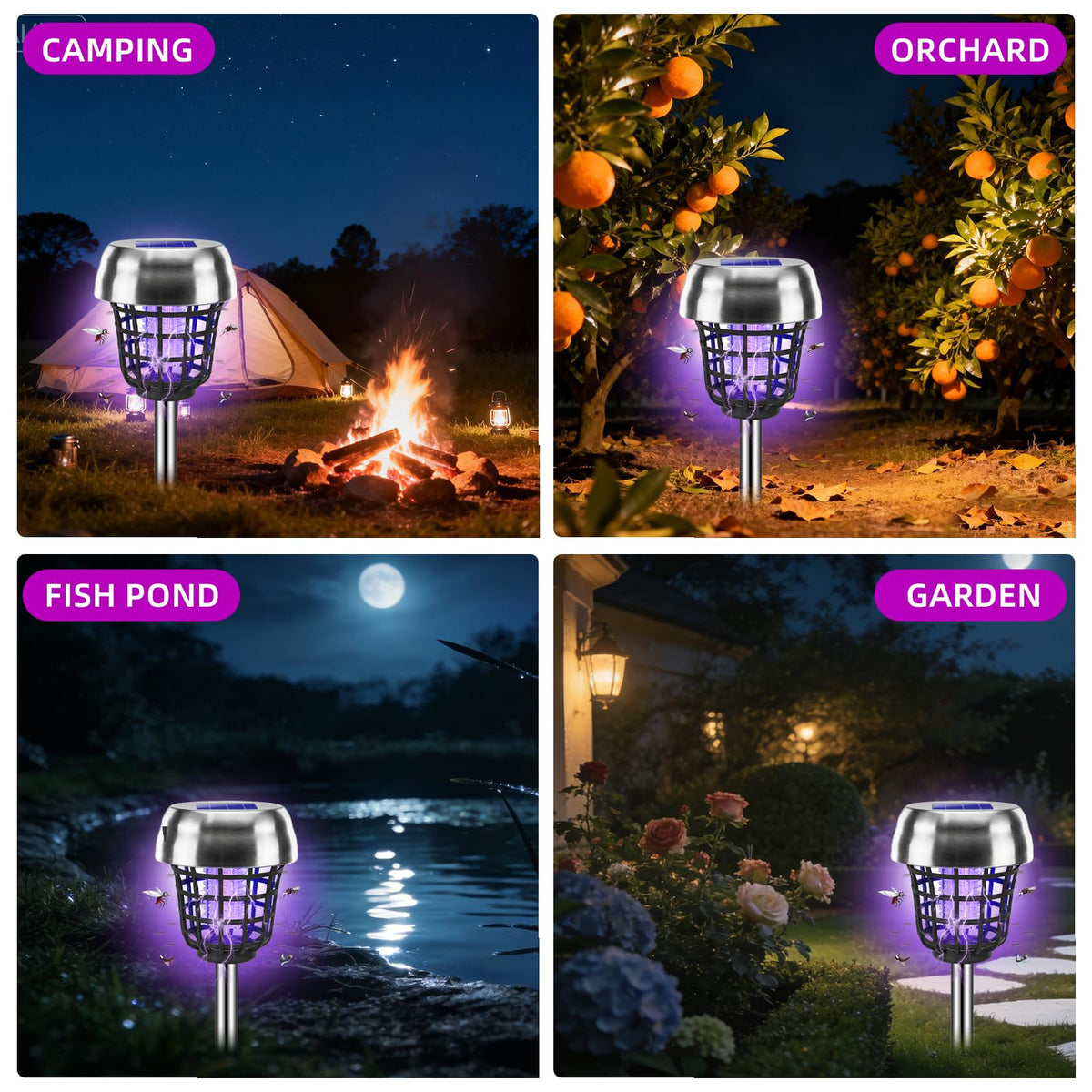 Jahy2Tech solar powered bug zapper waterproof casing guarding circuitry.