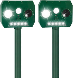 Jahy2Tech Sonic Fortress Pro deer repellent deters garden visitors.