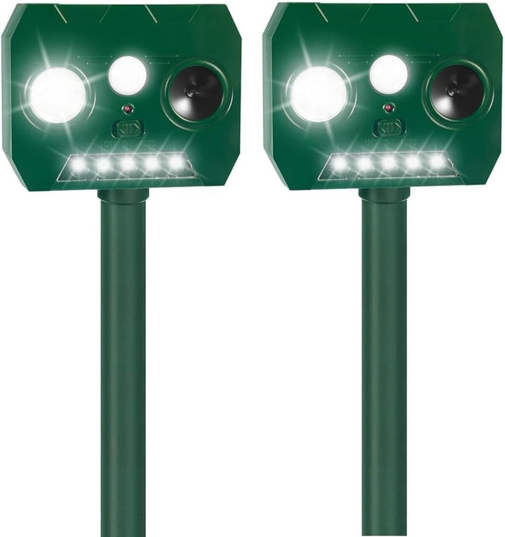Jahy2Tech Sonic Fortress Pro deer repellent deters garden visitors.