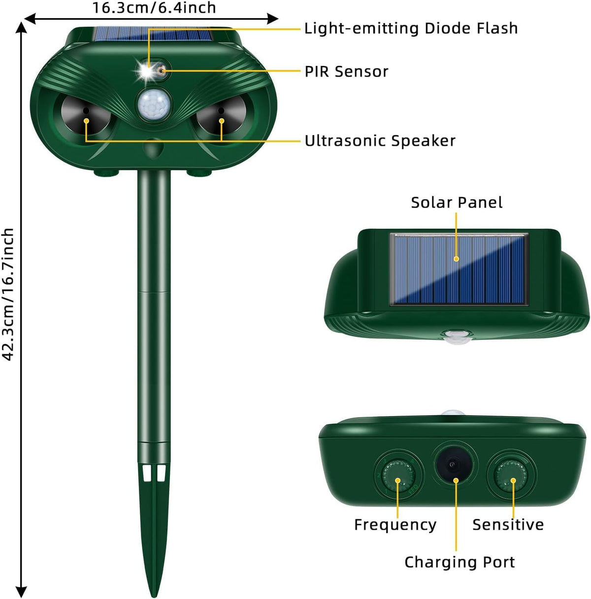 Jahy2Tech versatile mounting for ground stakes or walls.