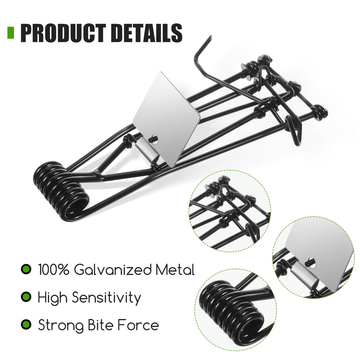 JahyElec gopher trap close-up with galvanized metal durability