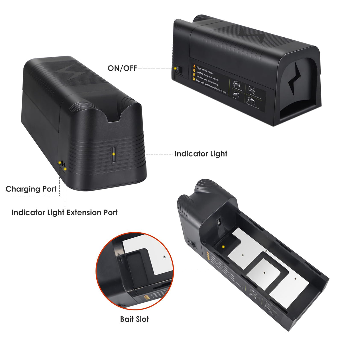 JahyElec 2026 rat trap lid open, bait loading ready