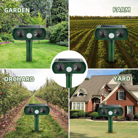 JahyElec repeller deters common garden visitors like squirrels and raccoons