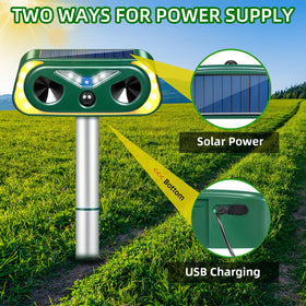 JahyElec Solar Ultrasonic Animal Repeller waterproof IP66 for all-weather use.