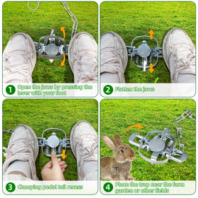 Easy setup method for JahyElec mole trap in garden beds.