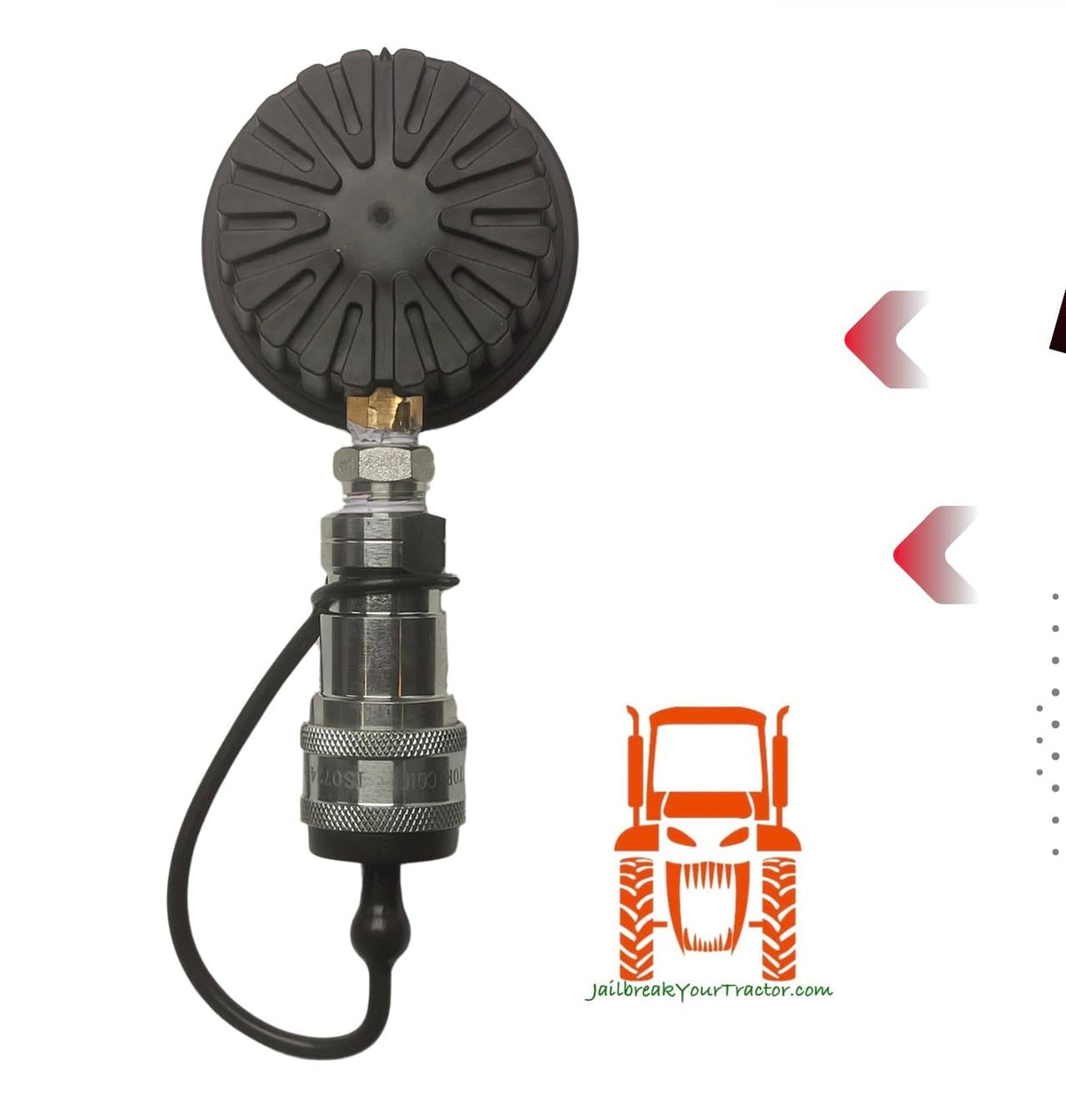 JailBreakYourTractor dust cap storage protects gauge fittings between uses