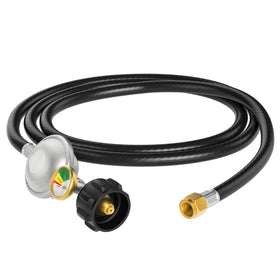 Jakivew 5ft hose with gauge for easy tank monitoring during grilling.
