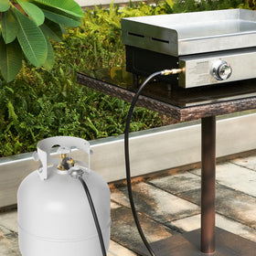 Jakivew five-foot hose from tank to regulator for flexible placement.