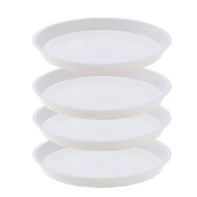 JAKOUE 4pc white plant saucers set for indoor pots with durable, clean styling.