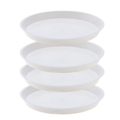 JAKOUE 4pc white plant saucers set for indoor pots with durable, clean styling.