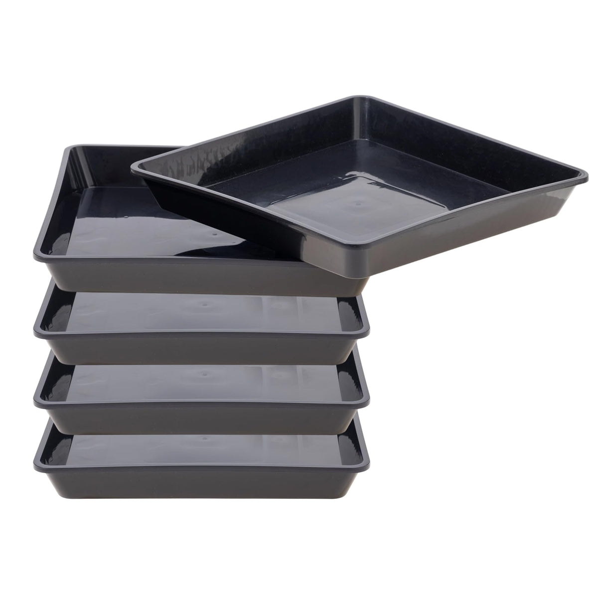 JAKOUE square plant saucer with 12-inch size protects surfaces from spills.