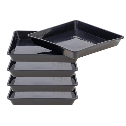 JAKOUE square plant saucer with 12-inch size protects surfaces from spills.