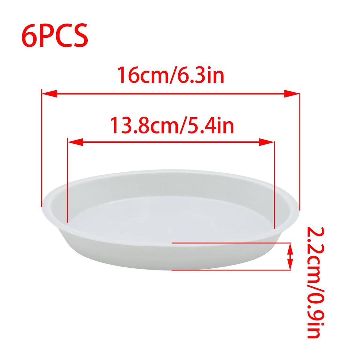 JAKOUE 6-inch white saucer with drainage grid promotes airflow.