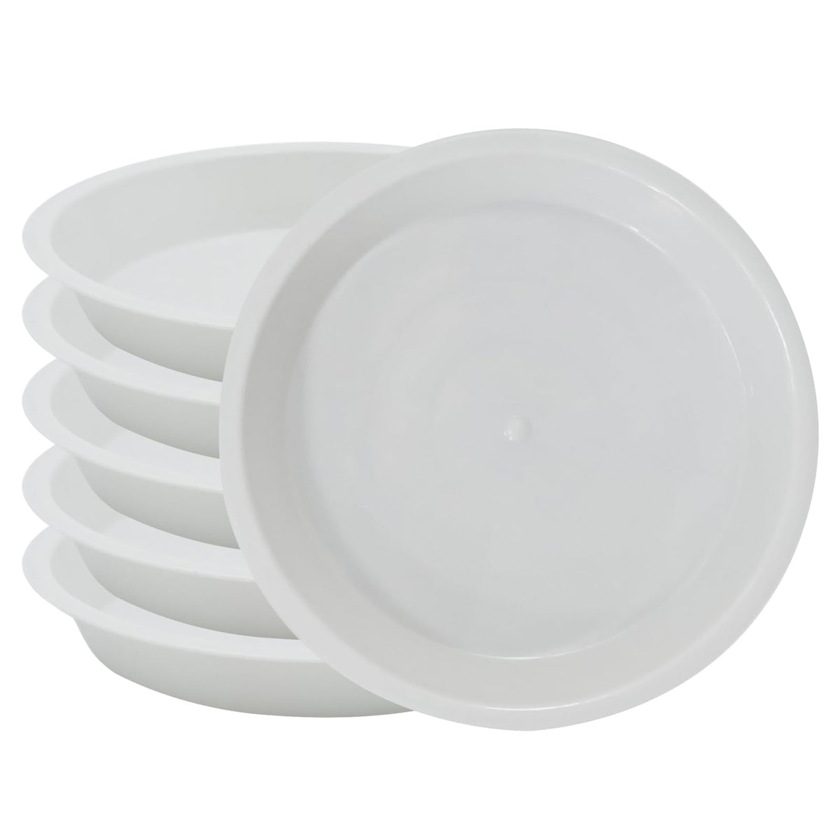 JAKOUE 6-inch white plant saucer top view protects surfaces.