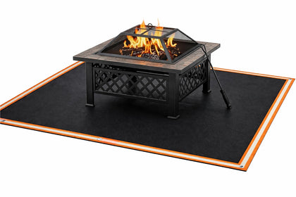 Jametown Fire Pit Mat 67x60 XL under a round fire pit protects decking from embers