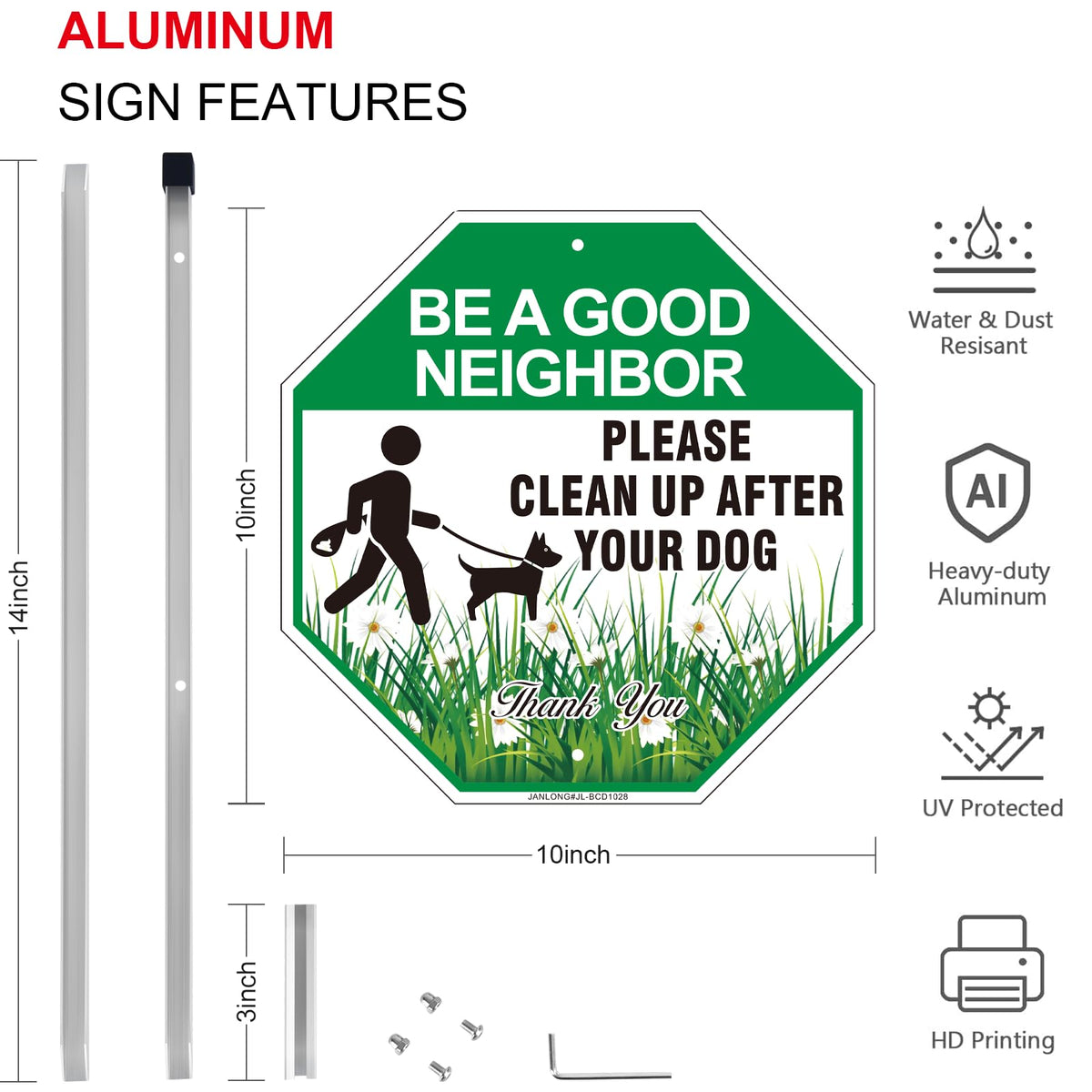 JANLONG aluminum yard sign provides weatherproof readability for outdoor use.