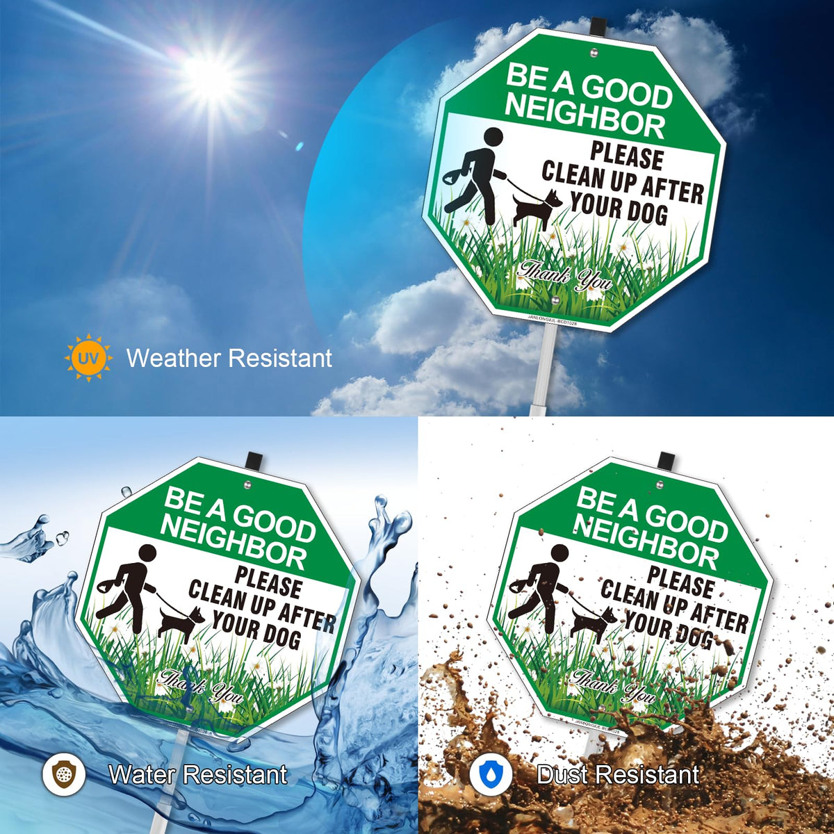 JANLONG weatherproof UV-coated sign resists fading and weather for long outdoor life.
