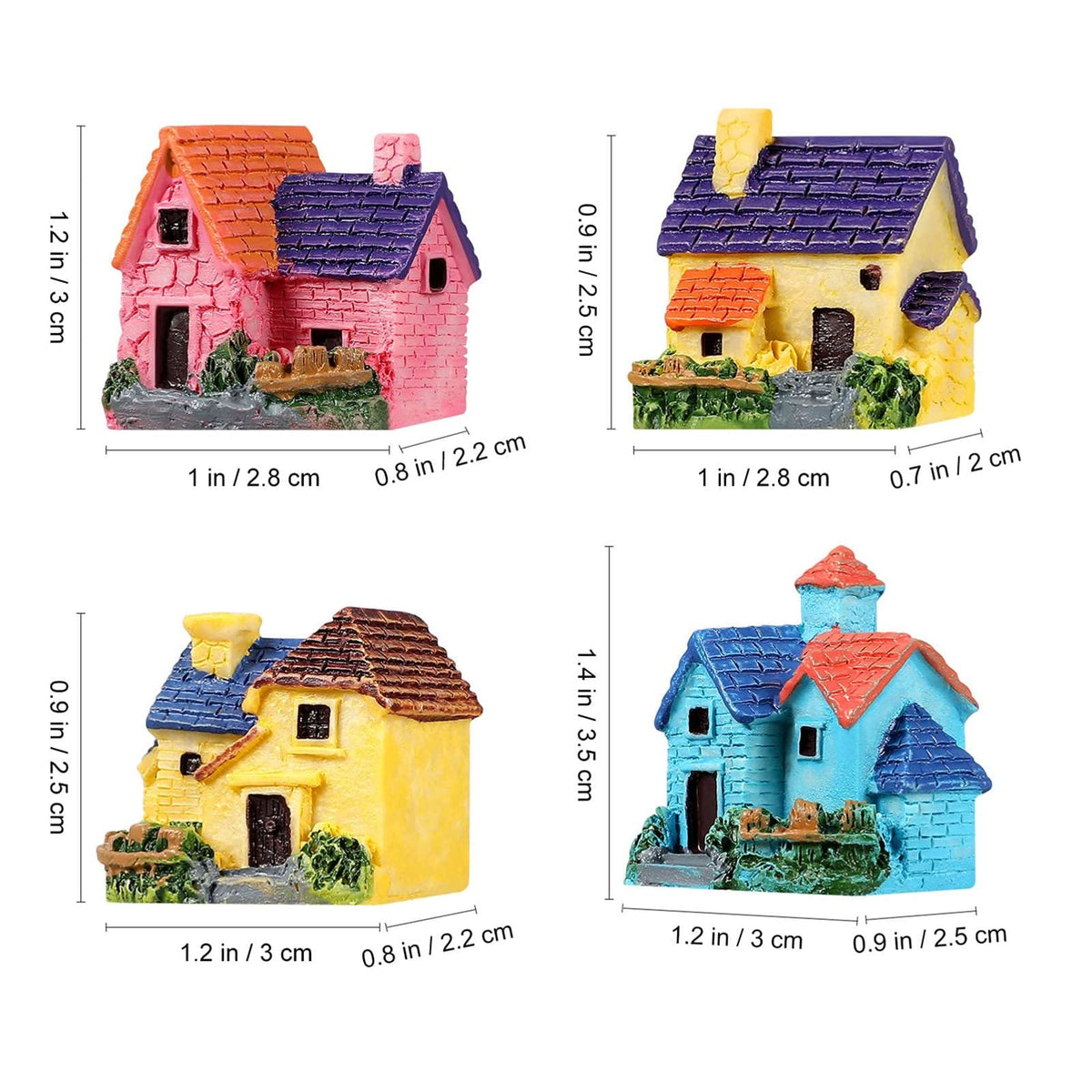 JANOU mini house style 2—compact resin cottage adds whimsy to potted plants.