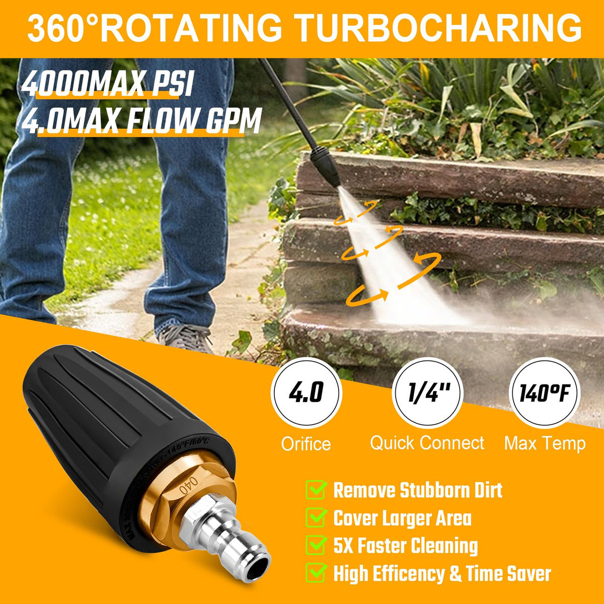 JANSAMN 0-degree nozzle tip for concentrated cleaning power.