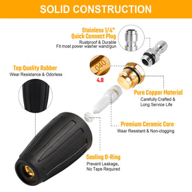 JANSAMN 25-degree nozzle tip for versatile dirt removal.