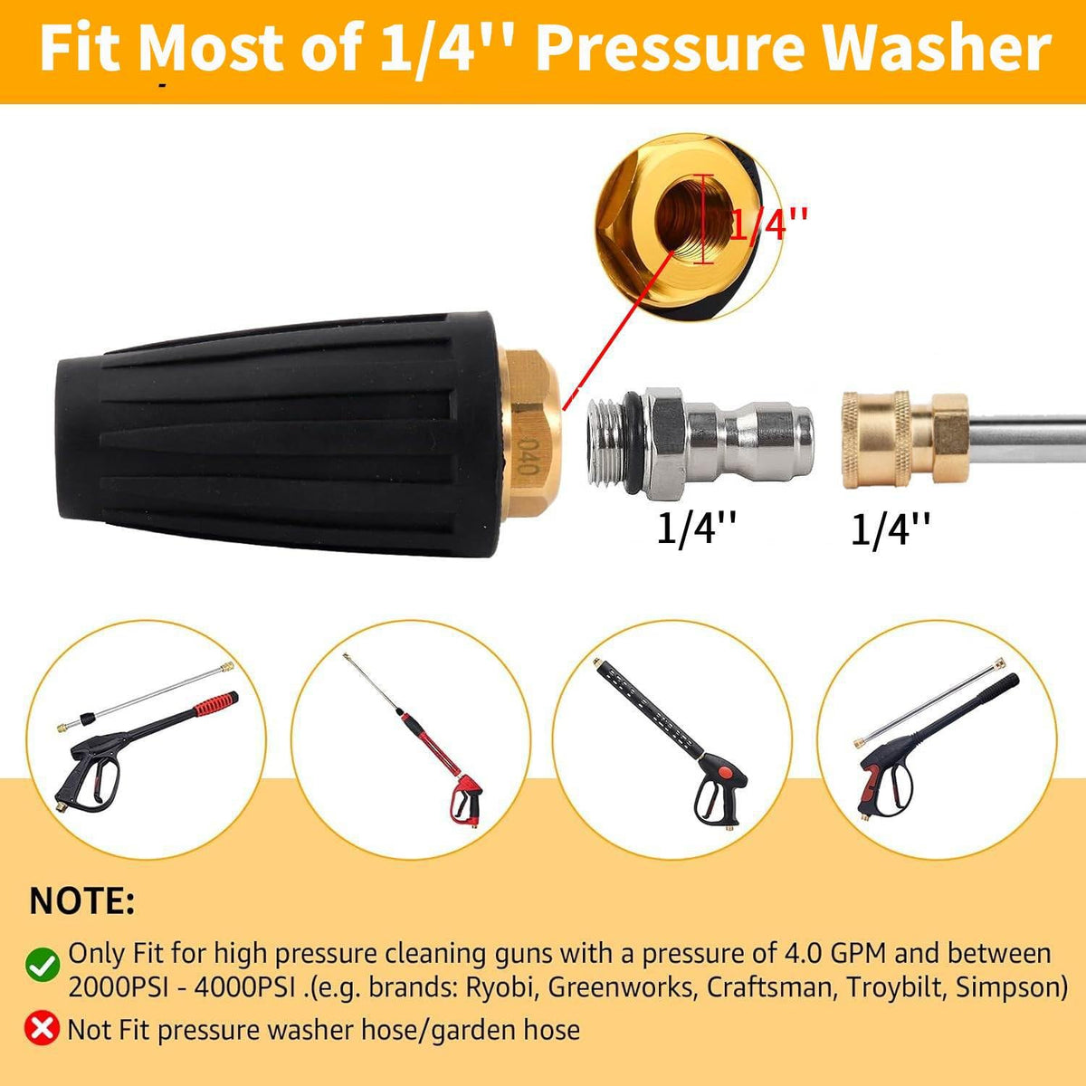 JANSAMN brass 1/4-inch quick-connect for easy setup.