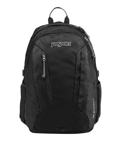 JanSport Agave backpack front view showing roomy main compartments and organizer