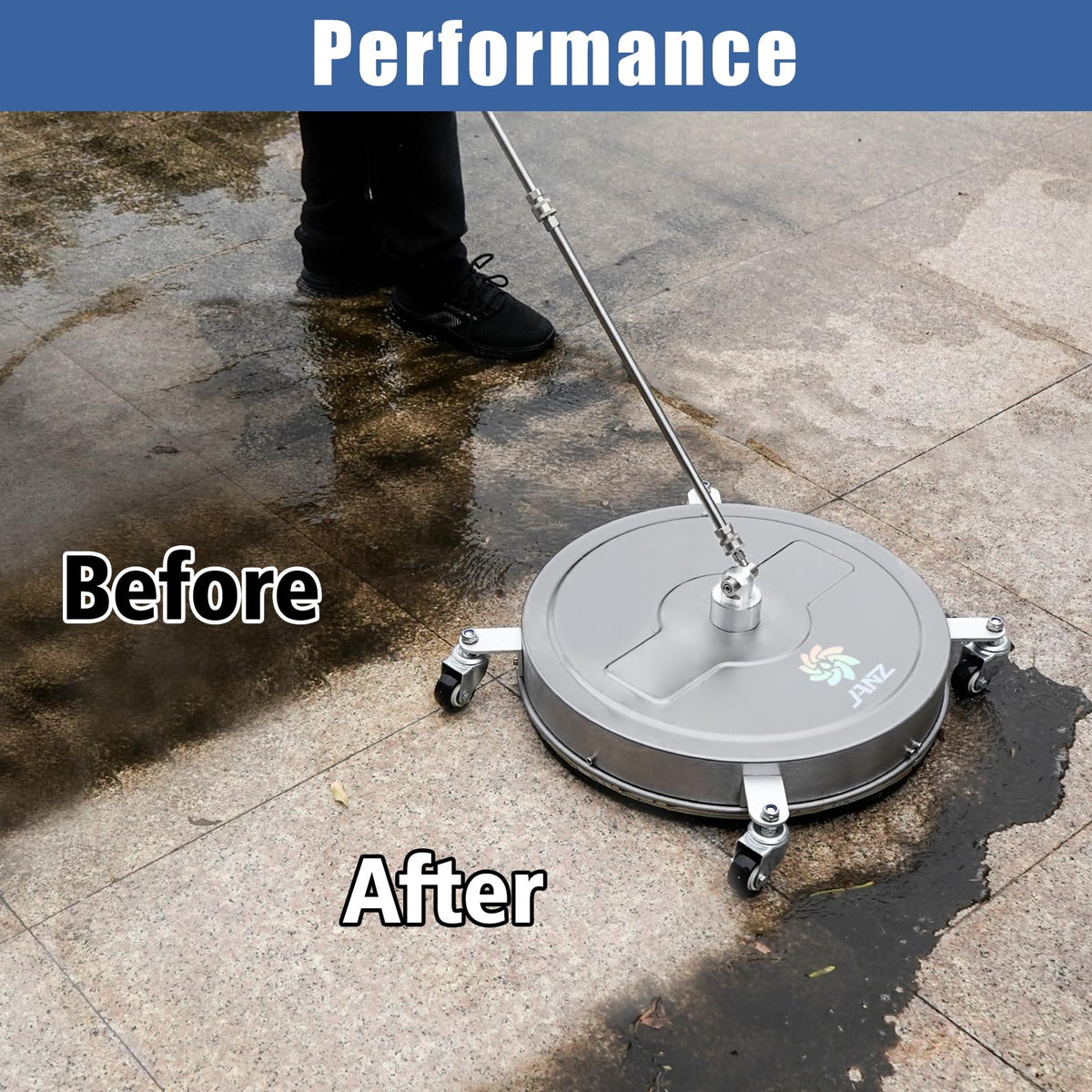 JANZ 20-inch surface cleaner extension wands extend reach for wide areas.