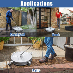 JANZ 20-inch surface cleaner splash-free skirt minimizes overspray for a cleaner work area.