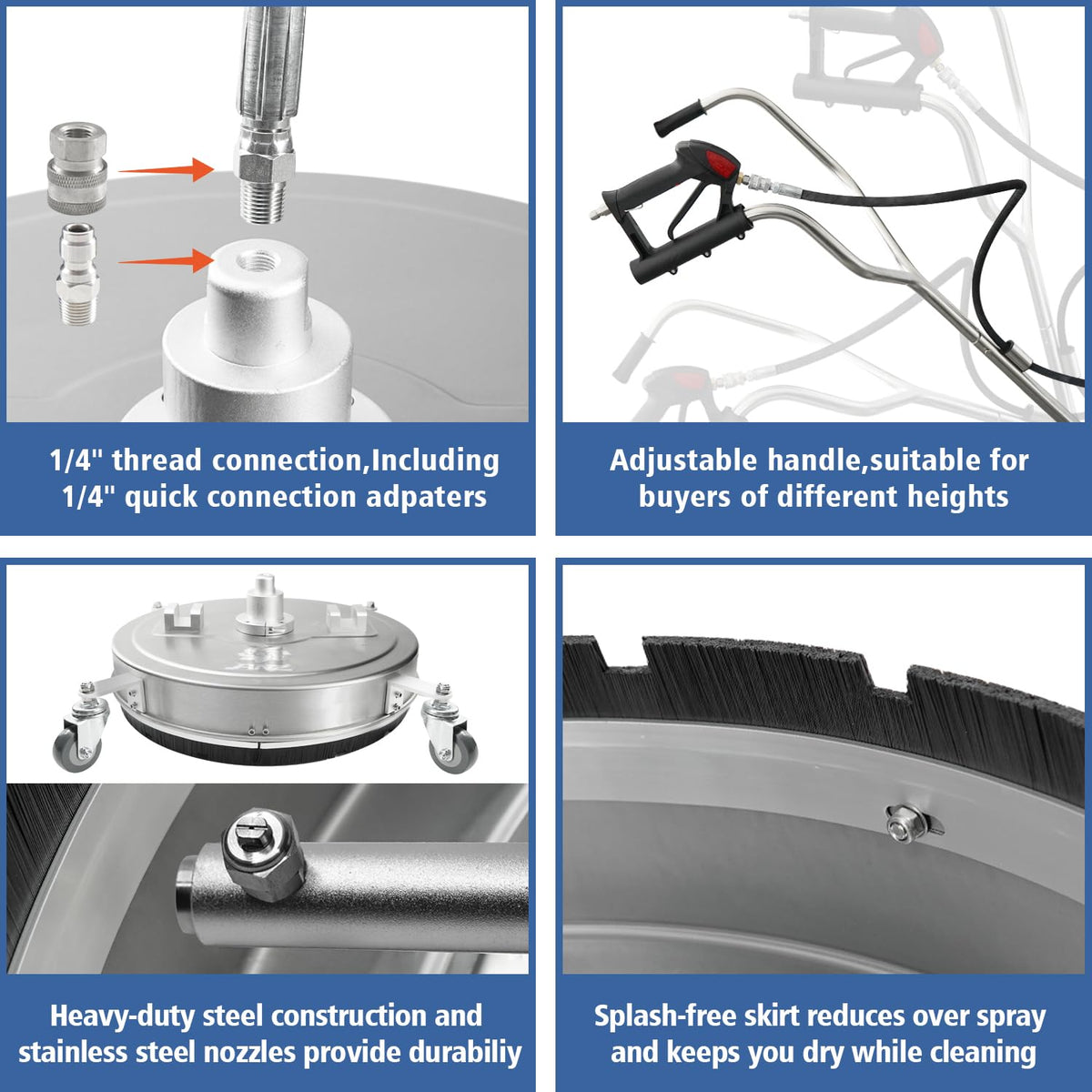JANZ high-pressure jets spin for efficient dirt removal across the path