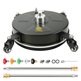 JANZ surface cleaner with 14-inch head cleans wide areas efficiently on driveways.