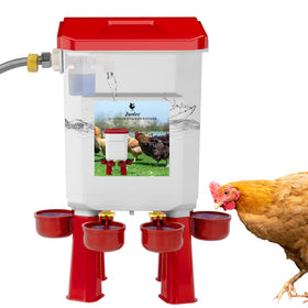 Jaolee automatic waterer with float-control system for reliable flock hydration.