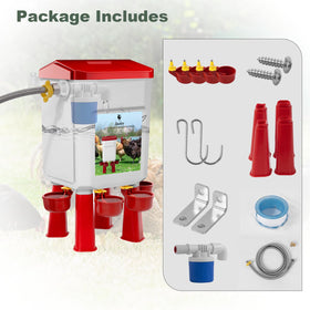 Jaolee poultry waterer shown in coop for easy use.